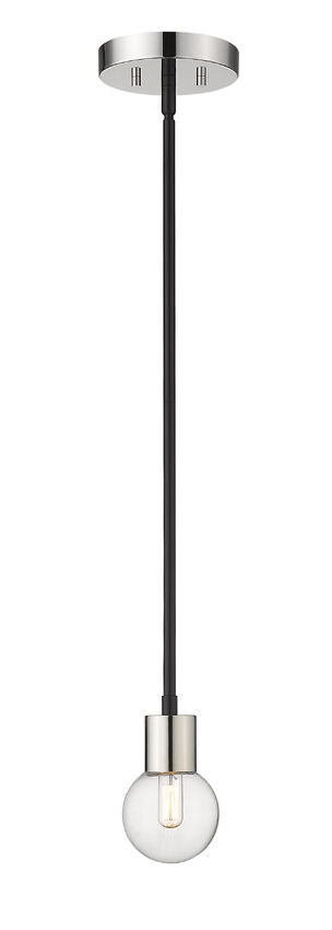 Z-Lite Neutra 6" 1-Light Matte Black and Polished Nickel Mini Pendant Light With Clear Glass Shade