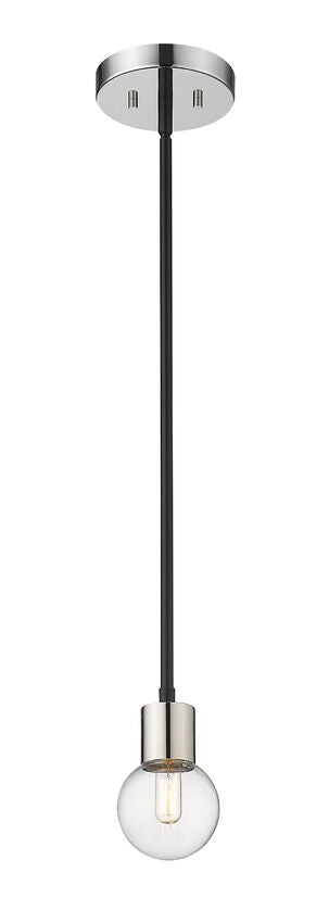 Z-Lite Neutra 6" 1-Light Matte Black and Polished Nickel Mini Pendant Light With Clear Glass Shade
