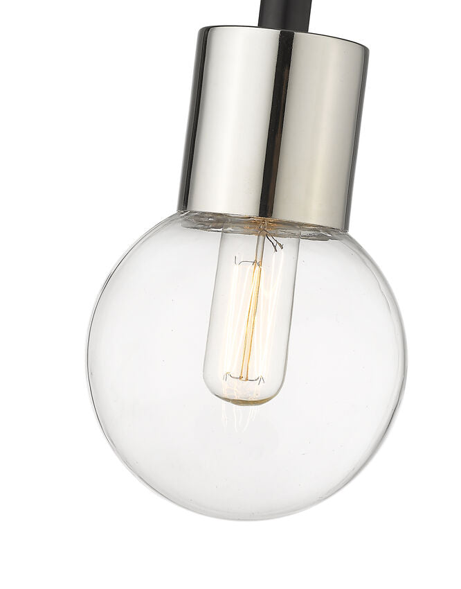 Z-Lite Neutra 6" 1-Light Matte Black and Polished Nickel Mini Pendant Light With Clear Glass Shade