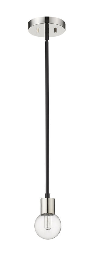 Z-Lite Neutra 6" 1-Light Matte Black and Polished Nickel Mini Pendant Light With Clear Glass Shade