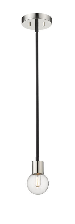 Z-Lite Neutra 6" 1-Light Matte Black and Polished Nickel Mini Pendant Light With Clear Glass Shade