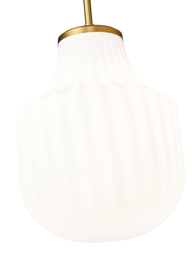 Z-Lite Newbury 10" 1-Light Modern Gold Steel Frame Pendant Light With White Opal Glass Shade
