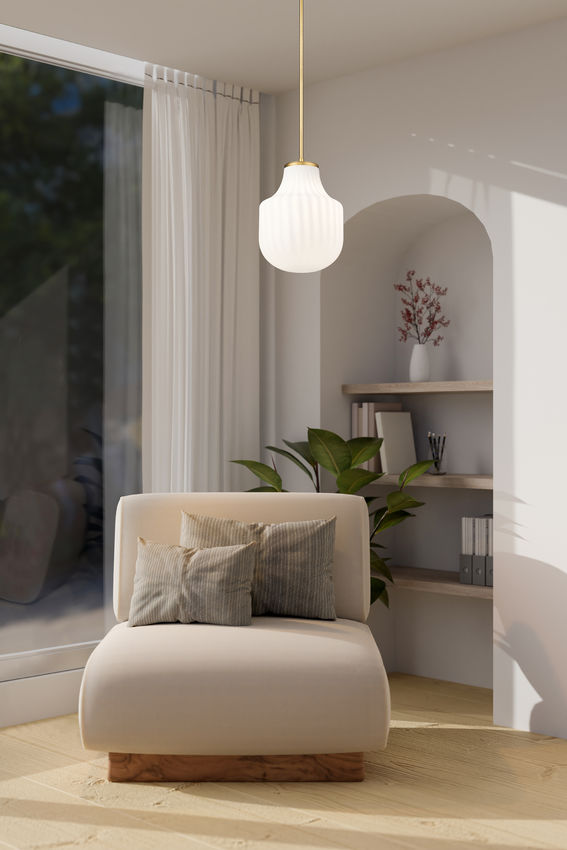 Z-Lite Newbury 10" 1-Light Modern Gold Steel Frame Pendant Light With White Opal Glass Shade