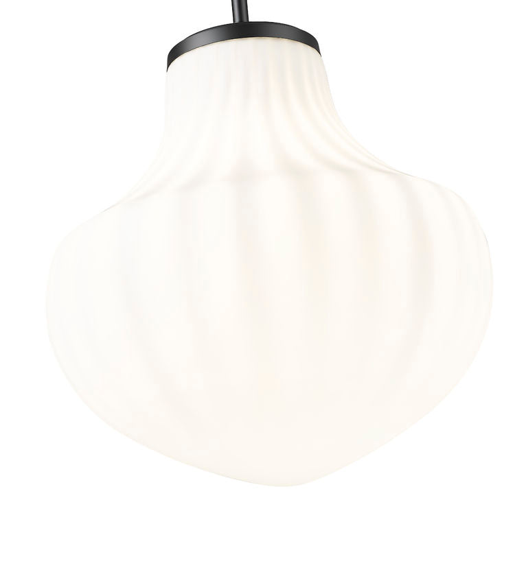 Z-Lite Newbury 13" 1-Light Matte Black Steel Frame Pendant Light With White Opal Glass Shade