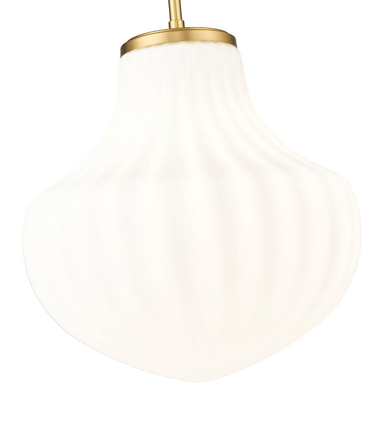 Z-Lite Newbury 13" 1-Light Modern Gold Steel Frame Pendant Light With White Opal Glass Shade