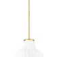 Z-Lite Newbury 13" 1-Light Modern Gold Steel Frame Pendant Light With White Opal Glass Shade