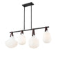 Z-Lite Newbury 13" 4-Light Matte Black Steel Frame Linear Chandelier With White Opal Glass Shade