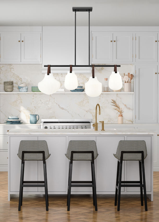 Z-Lite Newbury 13" 4-Light Matte Black Steel Frame Linear Chandelier With White Opal Glass Shade