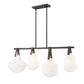 Z-Lite Newbury 13" 4-Light Matte Black Steel Frame Linear Chandelier With White Opal Glass Shade