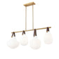 Z-Lite Newbury 13" 4-Light Modern Gold Steel Frame Linear Chandelier With White Opal Glass Shade