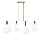 Z-Lite Newbury 13" 4-Light Modern Gold Steel Frame Linear Chandelier With White Opal Glass Shade