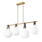 Z-Lite Newbury 13" 4-Light Modern Gold Steel Frame Linear Chandelier With White Opal Glass Shade