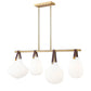 Z-Lite Newbury 13" 4-Light Modern Gold Steel Frame Linear Chandelier With White Opal Glass Shade