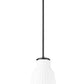 Z-Lite Newbury 8" 1-Light Matte Black Steel Frame Pendant Light With White Opal Glass Shade