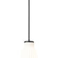 Z-Lite Newbury 8" 1-Light Matte Black Steel Frame Pendant Light With White Opal Glass Shade
