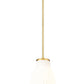 Z-Lite Newbury 8" 1-Light Modern Gold Steel Frame Pendant Light With White Opal Glass Shade