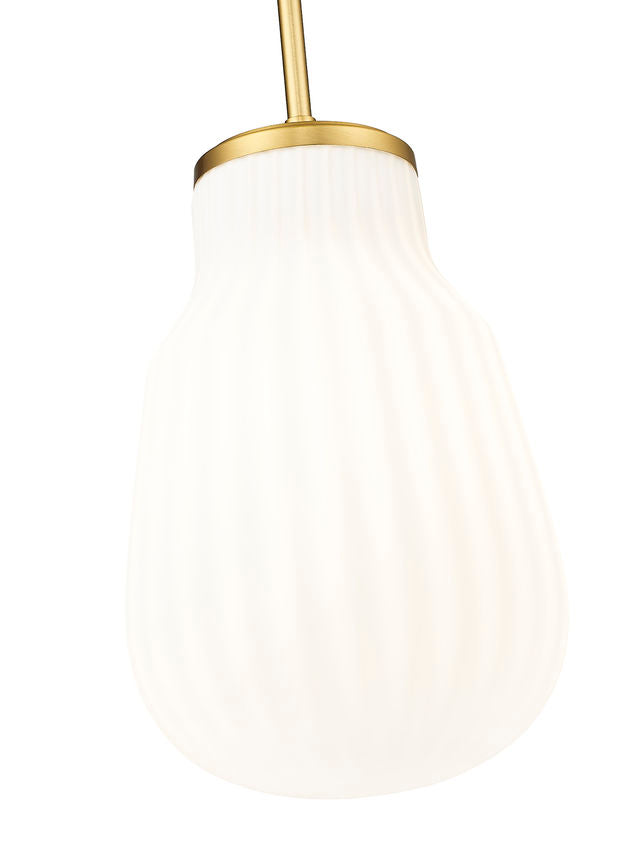 Z-Lite Newbury 8" 1-Light Modern Gold Steel Frame Pendant Light With White Opal Glass Shade