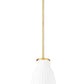 Z-Lite Newbury 8" 1-Light Modern Gold Steel Frame Pendant Light With White Opal Glass Shade