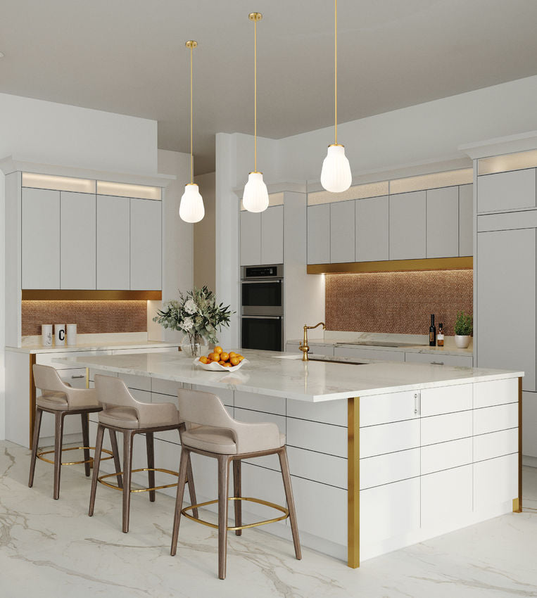 Z-Lite Newbury 8" 1-Light Modern Gold Steel Frame Pendant Light With White Opal Glass Shade