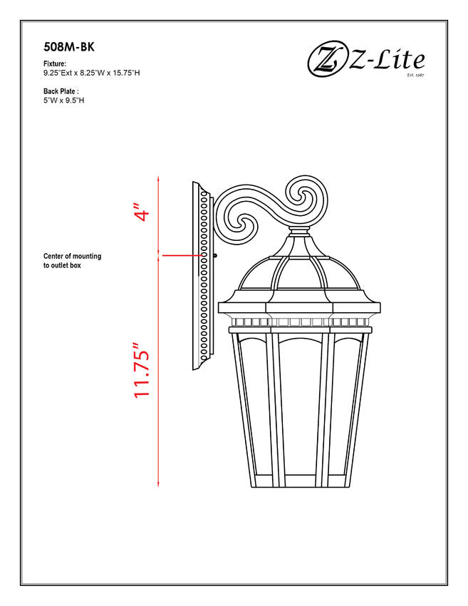 Z-Lite Newport 9" 1-Light Black Outdoor Wall Sconce With White Seedy Glass Shade