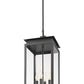 Z-Lite Nova 5018CHB-BK 4-Light Candelabra Base Black Aluminum Clear Glass Shade Outdoor Chain Mount Ceiling Fixture