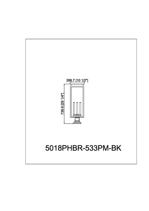 Z-Lite Nova 5018PHBR-533PM-BK 4-Light Candelabra Base Black Aluminum Clear Glass Shade Outdoor Pier Mounted Fixture