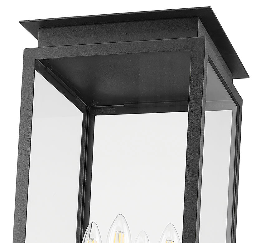 Z-Lite Nova 5018PHBS-BK 4-Light Candelabra Base Black Aluminum Clear Glass Shade Outdoor Post Mount Fixture