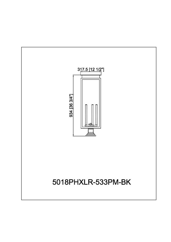 Z-Lite Nova 5018PHXLR-533PM-BK 5-Light Candelabra Base Black Aluminum Clear Glass Shade Outdoor Pier Mounted Fixture