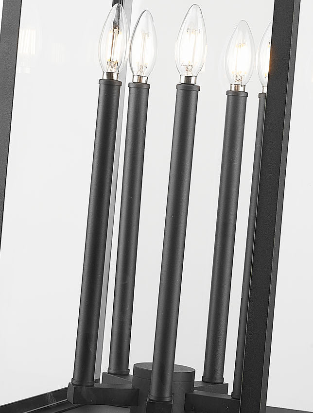 Z-Lite Nova 5018PHXLR-BK 5-Light Candelabra Base Black Aluminum Clear Glass Shade Outdoor Post Mount Fixture