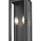 Z-Lite Nova 5018S-BK 2-Light Candelabra Base Black Aluminum Clear Glass Shade Outdoor Wall Light