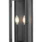 Z-Lite Nova 5018S-BK 2-Light Candelabra Base Black Aluminum Clear Glass Shade Outdoor Wall Light