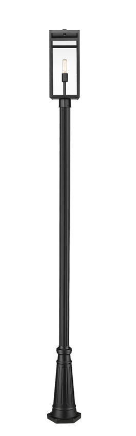 Z-Lite Nuri 596PHBR-519P-BK 1-Light Black Aluminum Clear Glass Shade Outdoor Post Mounted Fixture