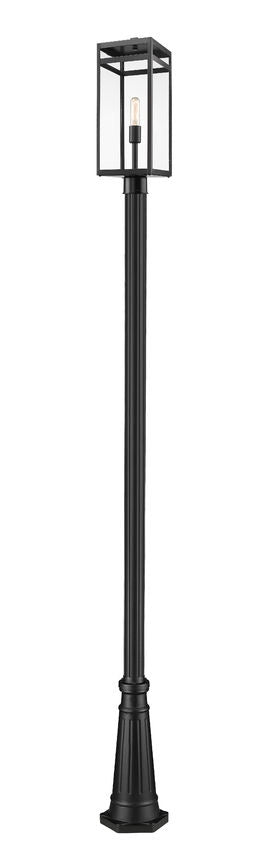 Z-Lite Nuri 596PHBR-519P-BK 1-Light Black Aluminum Clear Glass Shade Outdoor Post Mounted Fixture