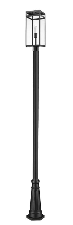 Z-Lite Nuri 596PHBR-519P-BK 1-Light Black Aluminum Clear Glass Shade Outdoor Post Mounted Fixture