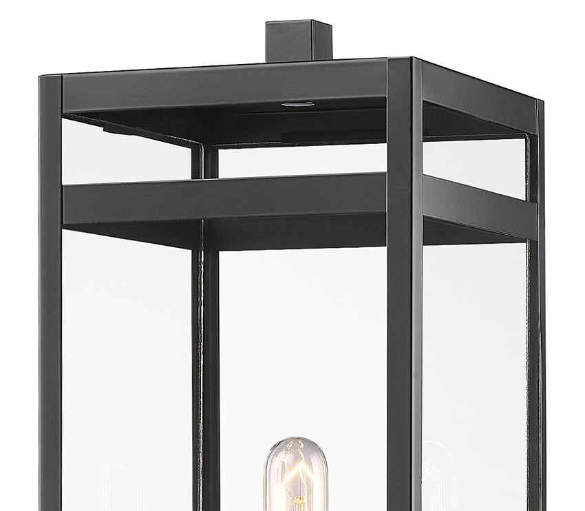 Z-Lite Nuri 596PHBR-519P-BK 1-Light Black Aluminum Clear Glass Shade Outdoor Post Mounted Fixture