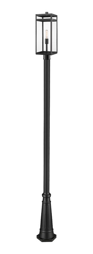 Z-Lite Nuri 596PHBR-519P-BK 1-Light Black Aluminum Clear Glass Shade Outdoor Post Mounted Fixture