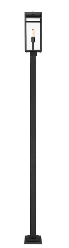 Z-Lite Nuri 596PHBS-536P-BK 1-Light Black Aluminum Clear Glass Shade Outdoor Post Mounted Fixture