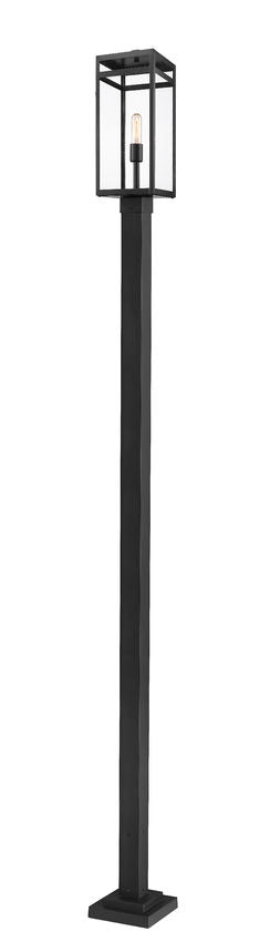 Z-Lite Nuri 596PHBS-536P-BK 1-Light Black Aluminum Clear Glass Shade Outdoor Post Mounted Fixture