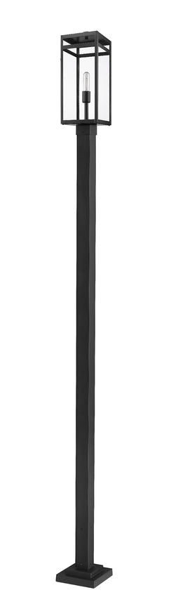 Z-Lite Nuri 596PHBS-536P-BK 1-Light Black Aluminum Clear Glass Shade Outdoor Post Mounted Fixture