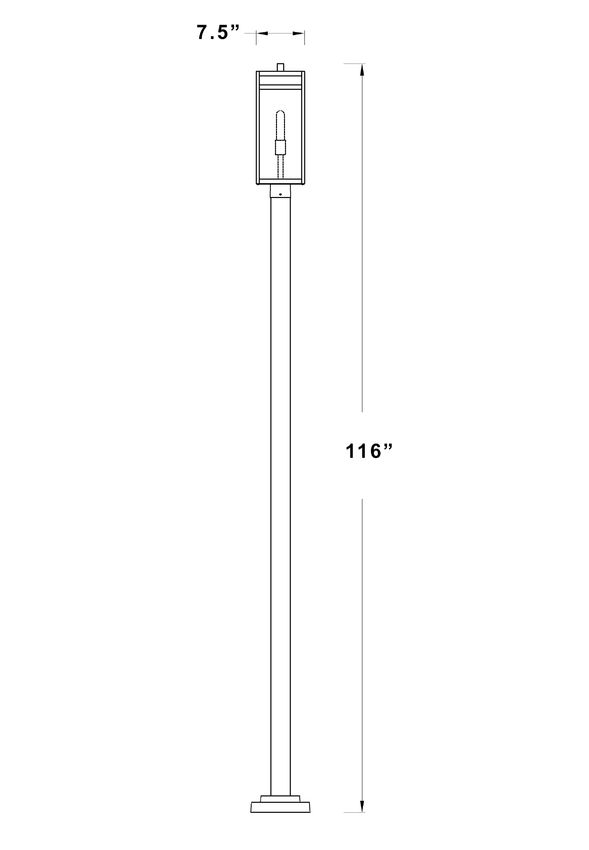 Z-Lite Nuri 596PHBS-536P-BK 1-Light Black Aluminum Clear Glass Shade Outdoor Post Mounted Fixture
