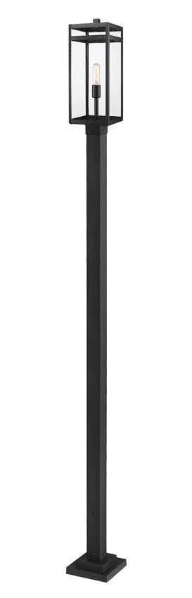 Z-Lite Nuri 596PHBS-536P-BK 1-Light Black Aluminum Clear Glass Shade Outdoor Post Mounted Fixture