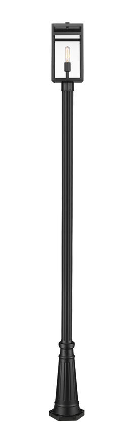 Z-Lite Nuri 596PHMR-519P-BK 1-Light Black Aluminum Clear Glass Shade Outdoor Post Mounted Fixture