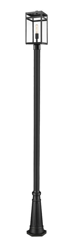 Z-Lite Nuri 596PHMR-519P-BK 1-Light Black Aluminum Clear Glass Shade Outdoor Post Mounted Fixture