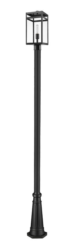 Z-Lite Nuri 596PHMR-519P-BK 1-Light Black Aluminum Clear Glass Shade Outdoor Post Mounted Fixture