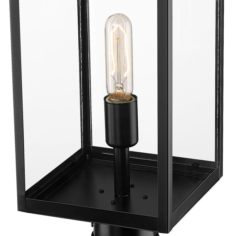 Z-Lite Nuri 596PHMR-519P-BK 1-Light Black Aluminum Clear Glass Shade Outdoor Post Mounted Fixture