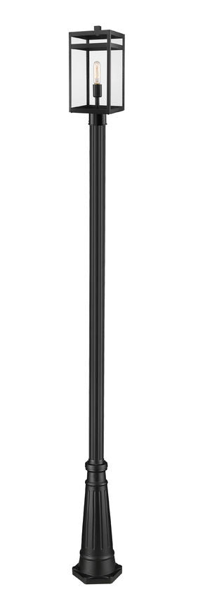 Z-Lite Nuri 596PHMR-519P-BK 1-Light Black Aluminum Clear Glass Shade Outdoor Post Mounted Fixture