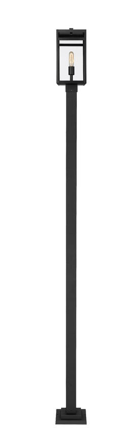 Z-Lite Nuri 596PHMS-536P-BK 1-Light Black Aluminum Clear Glass Shade Outdoor Post Mounted Fixture