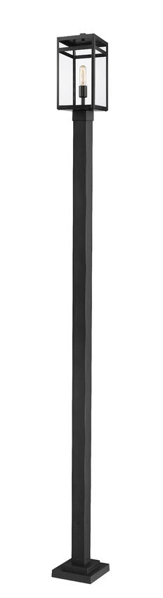 Z-Lite Nuri 596PHMS-536P-BK 1-Light Black Aluminum Clear Glass Shade Outdoor Post Mounted Fixture