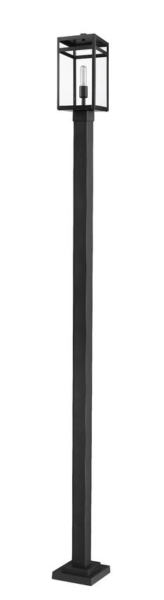 Z-Lite Nuri 596PHMS-536P-BK 1-Light Black Aluminum Clear Glass Shade Outdoor Post Mounted Fixture
