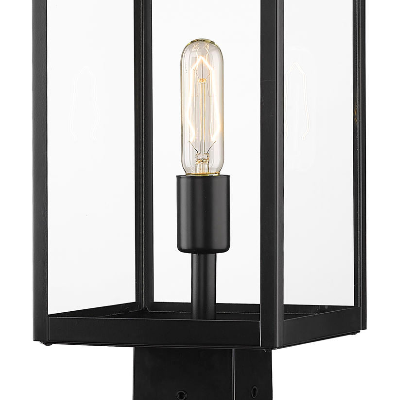 Z-Lite Nuri 596PHMS-536P-BK 1-Light Black Aluminum Clear Glass Shade Outdoor Post Mounted Fixture